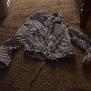 Button up blue and white shirt